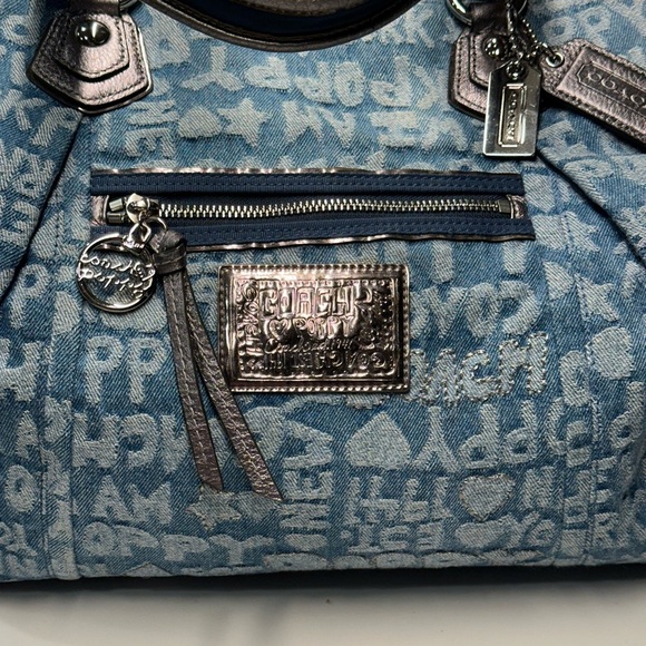 Coach 16988 Poppy Denim Blue and Silver Tote Shoulder Bag - Picture 4 of 16